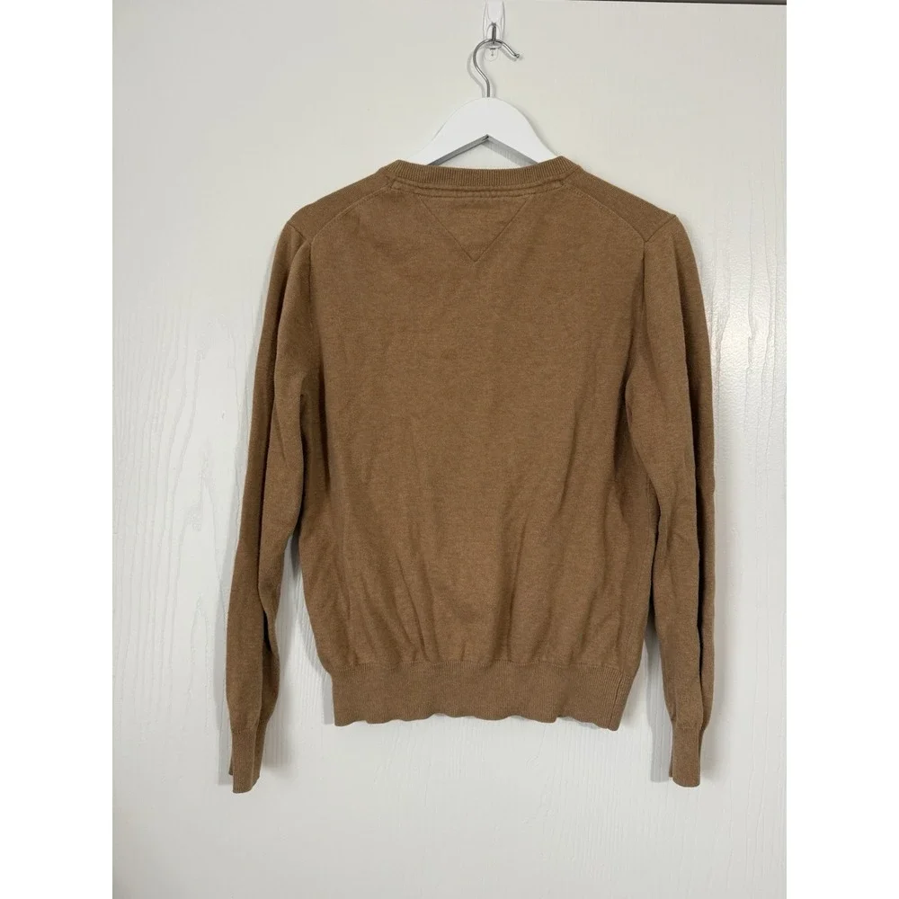 Tommy Hilfiger Premium Cotton Tan Sweater Size Medium Preppy Academia Old Money